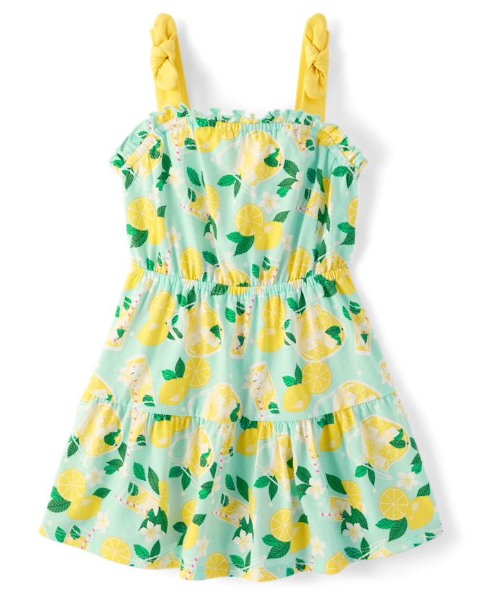 Baby And Toddler Girls Print Tiered Tie Shoulder Dress