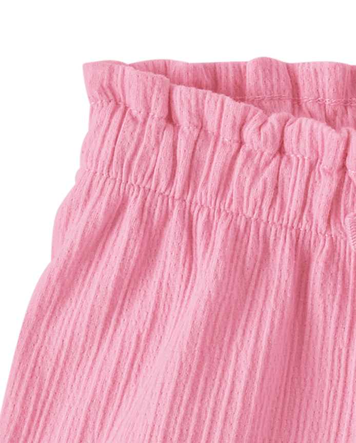 Toddler Girls Jacquard Ruffle Paperbag Waist Shorts