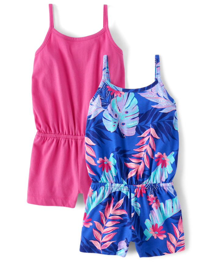 Toddler Girls Tropical Leaf Romper 2-Pack