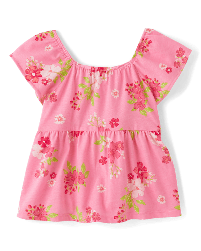 Haut babydoll empire à imprimé noué dans le dos pour petites filles