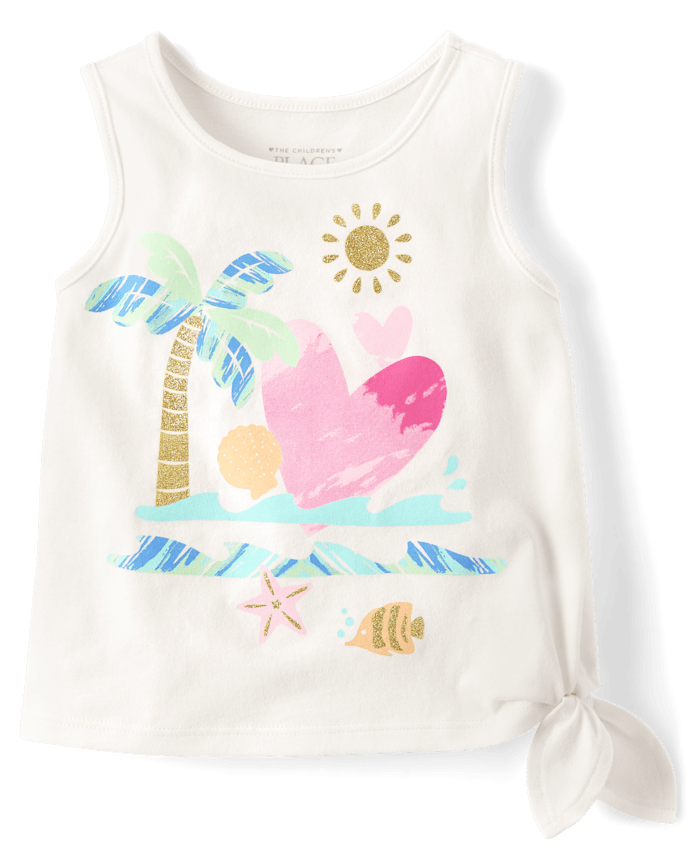 Baby And Toddler Girls Graphic Side Tie Tank Top