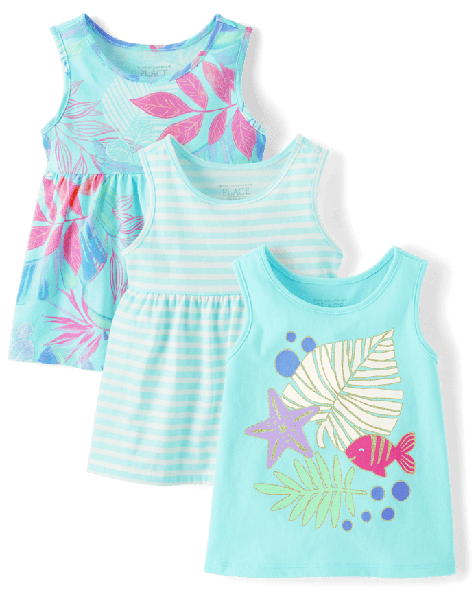 Toddler Girls Tropical Tank Top 3-Pack