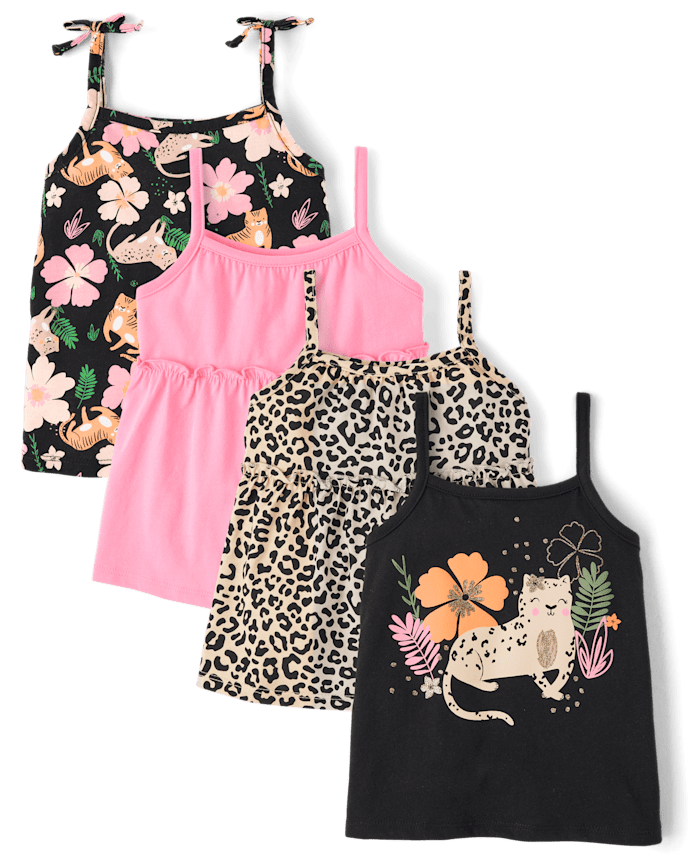 Toddler Girls Leopard Peplum Tank Top 4-Pack