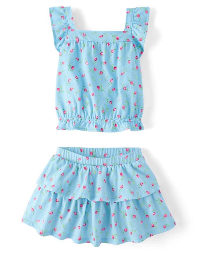 Toddler Girls Floral Flutter 2-Piece Outfit Set