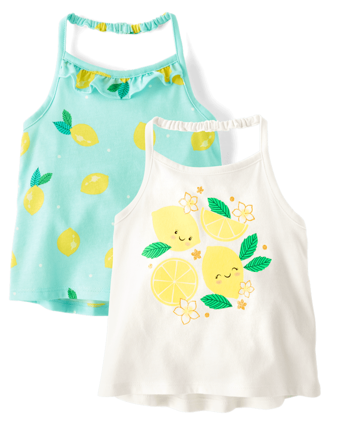 Toddler Girls Graphic Halter Tank Top 2-Pack