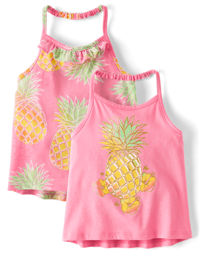 Toddler Girls Graphic Halter Tank Top 2-Pack