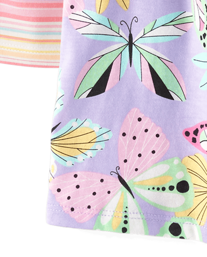 Lot de 3 débardeurs à volants et papillons pour petites filles