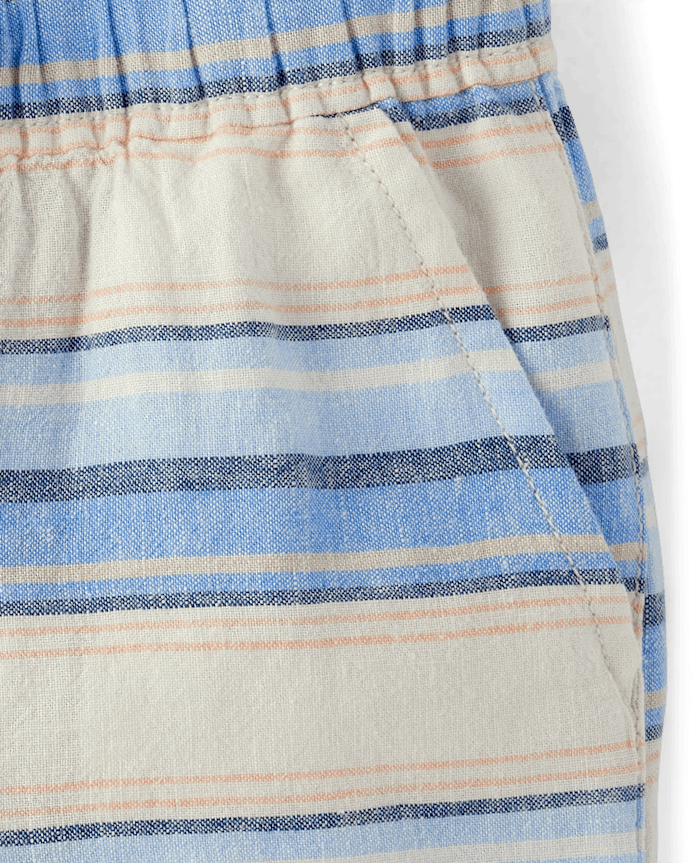 Boys Striped Linen-Blend Pull On Jogger Shorts