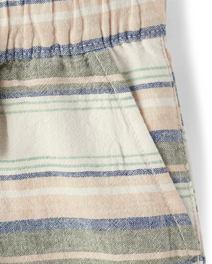 Baby And Toddler Boys Striped Linen-Blend Pull On Jogger Shorts