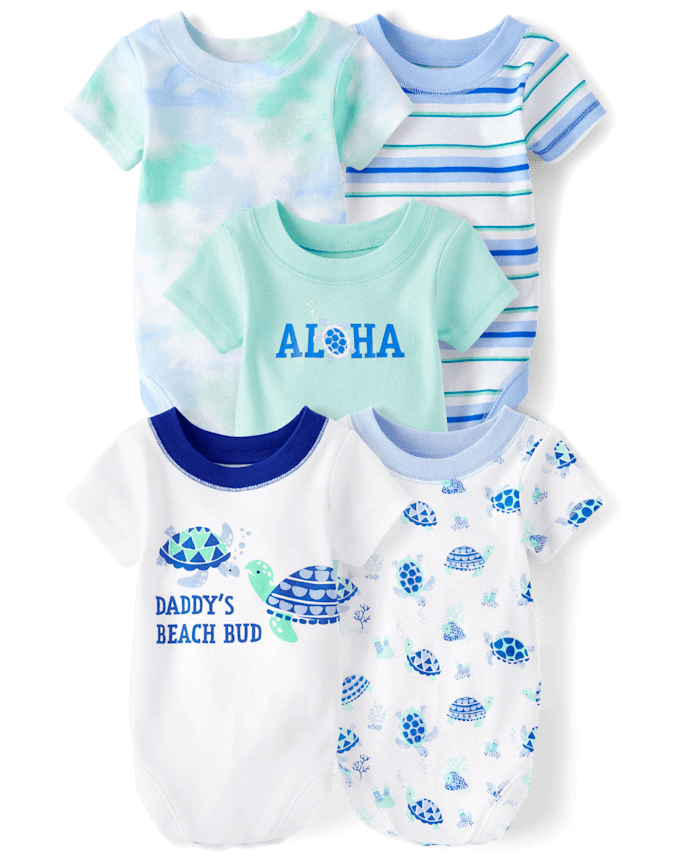 Lot de 5 bodies tortue pour bébé garçon