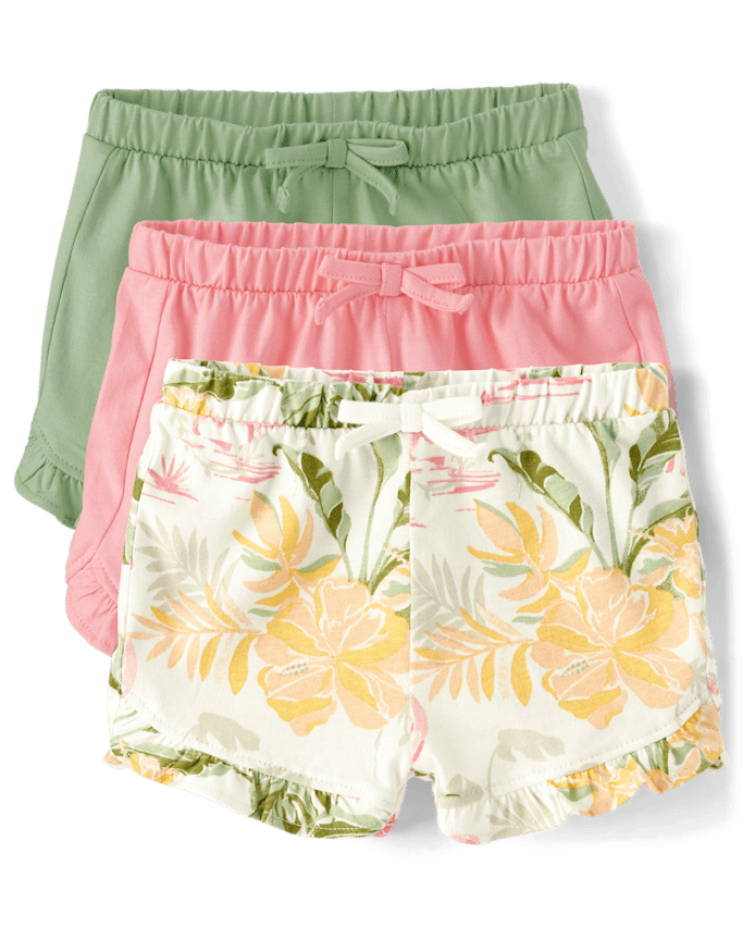 Baby Girls Tropical Ruffle Shorts 3-Pack