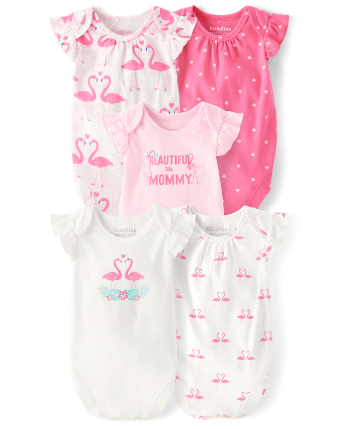 Baby Girls Flamingo Bodysuit 5-Pack