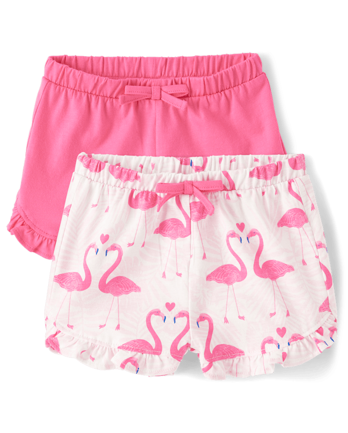 Baby Girls Flamingo Ruffle Shorts 2-Pack