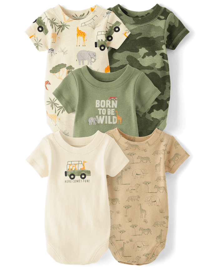 Baby Boys Safari Bodysuit 5-Pack