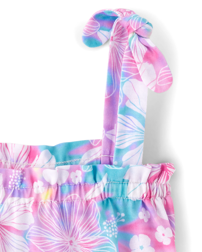 Girls Tropical Floral Ruffle Nightgown