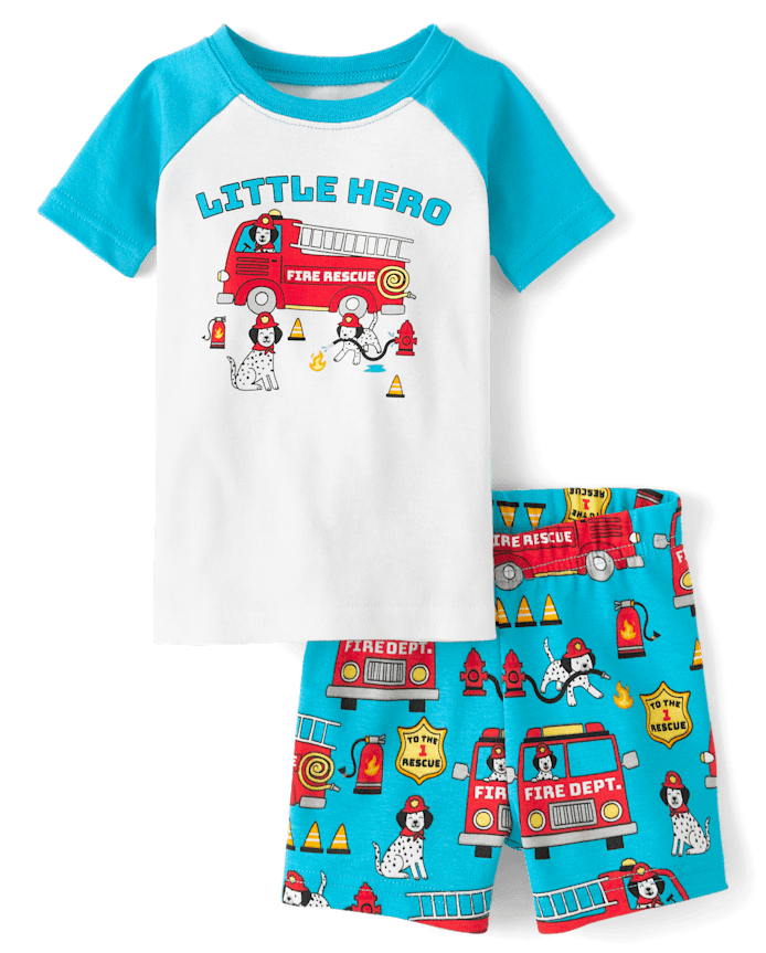 Baby And Toddler Boys Fire Truck Snug Fit Cotton Pajamas
