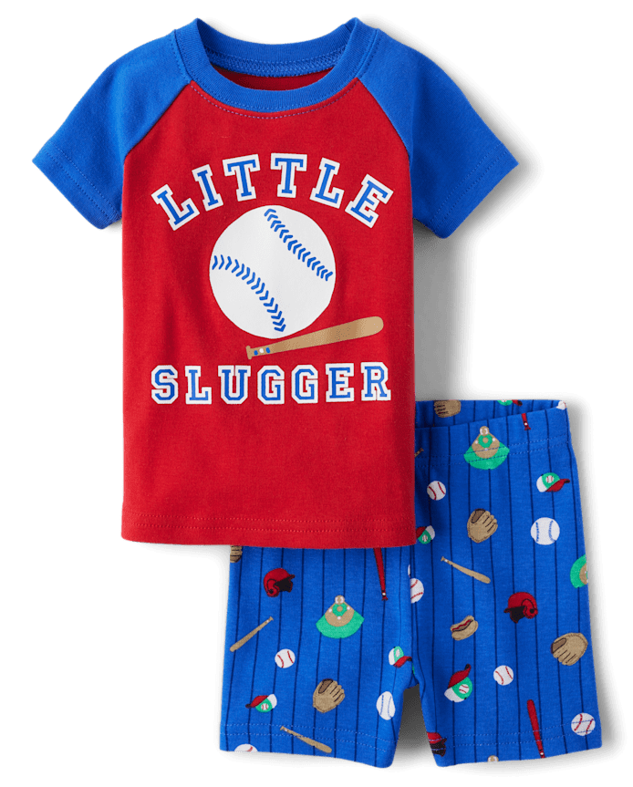 Pyjamas en coton ajustés style baseball pour bébés et petits garçons