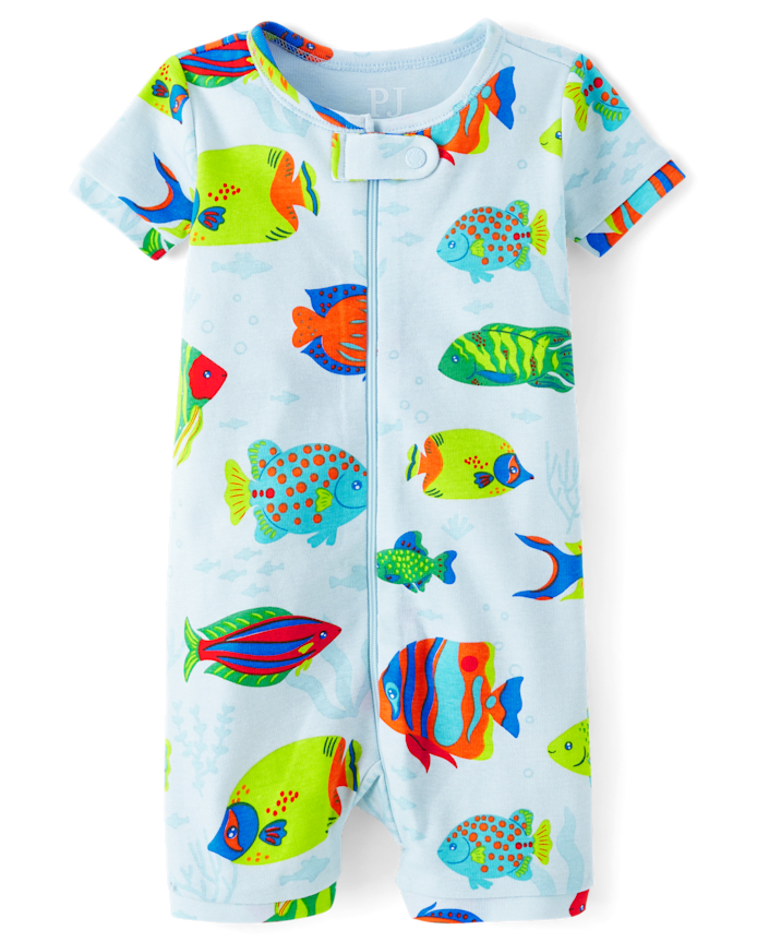 Baby And Toddler Fish Snug Fit Cotton Cropped One Piece Pajamas