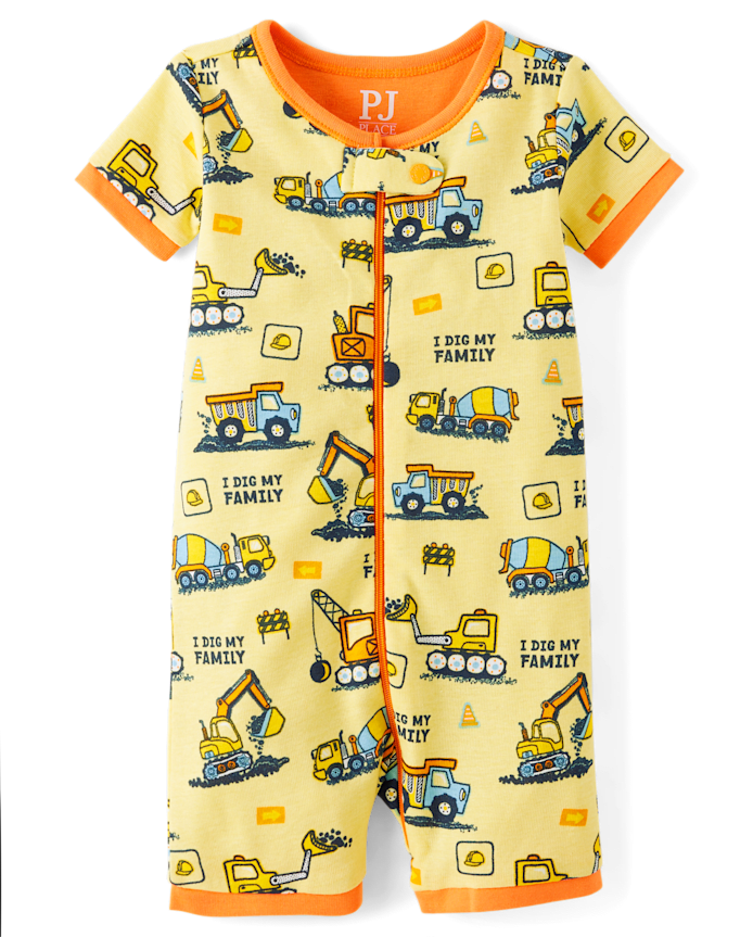 Baby And Toddler Boys Construction Snug Fit Cotton One Piece Pajamas