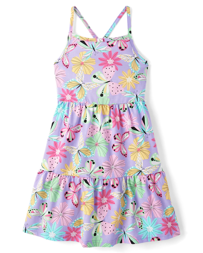 Girls Butterfly Tiered Dress
