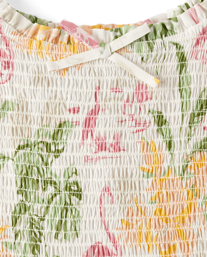 Womens Matching Family Tropical Midi Tiered Dress