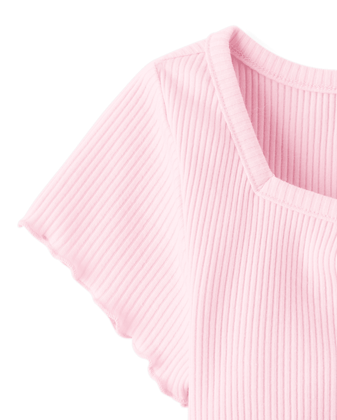 T-shirt court côtelé imprimé pour bébé fille