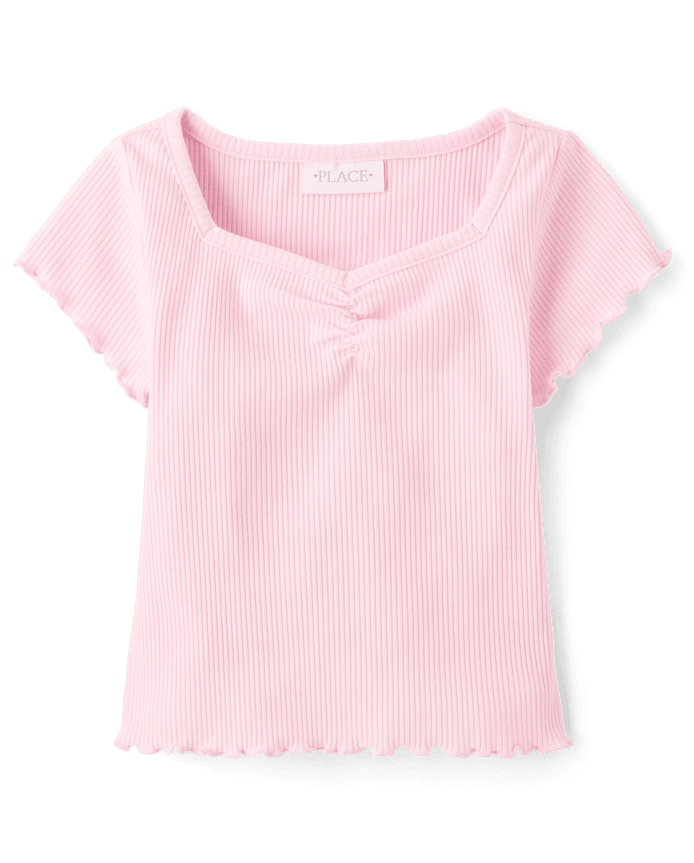 T-shirt court côtelé imprimé pour bébé fille