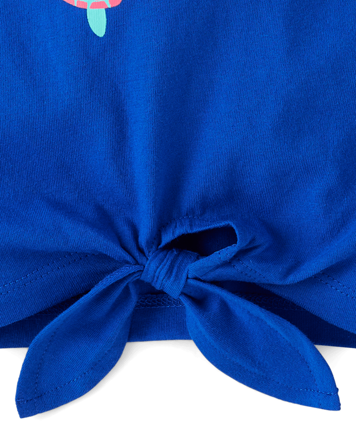 Girls Graphic Tie Front Tank Top