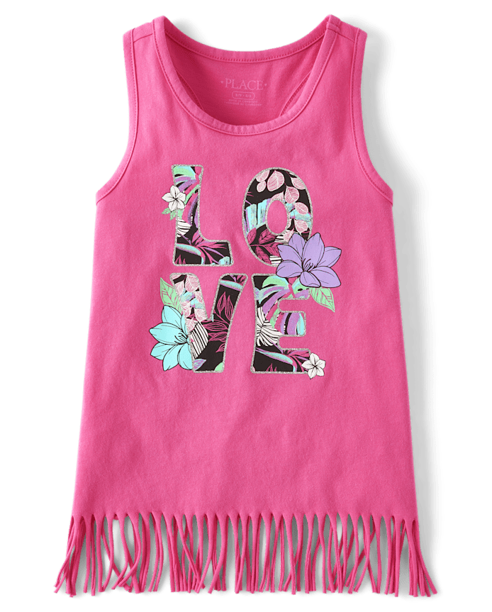 Girls Graphic Fringe Tank Top
