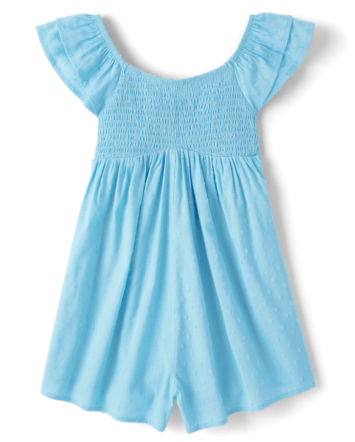 Combinaison à pois et smocks pour fille