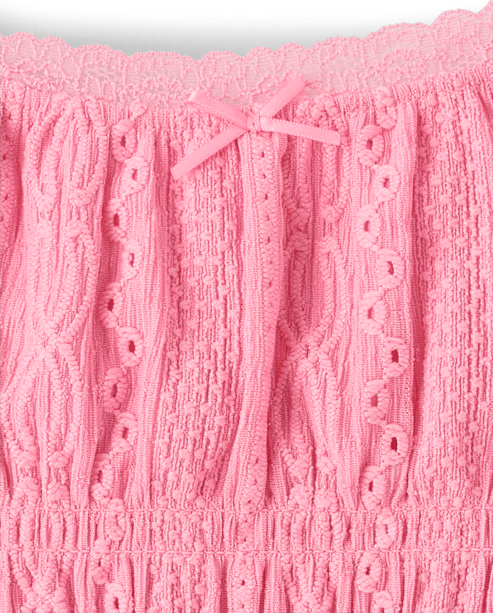 Girls Eyelet Smocked Top