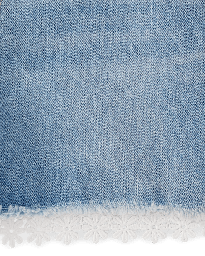 Girls Lace Hem Denim Shortie Shorts