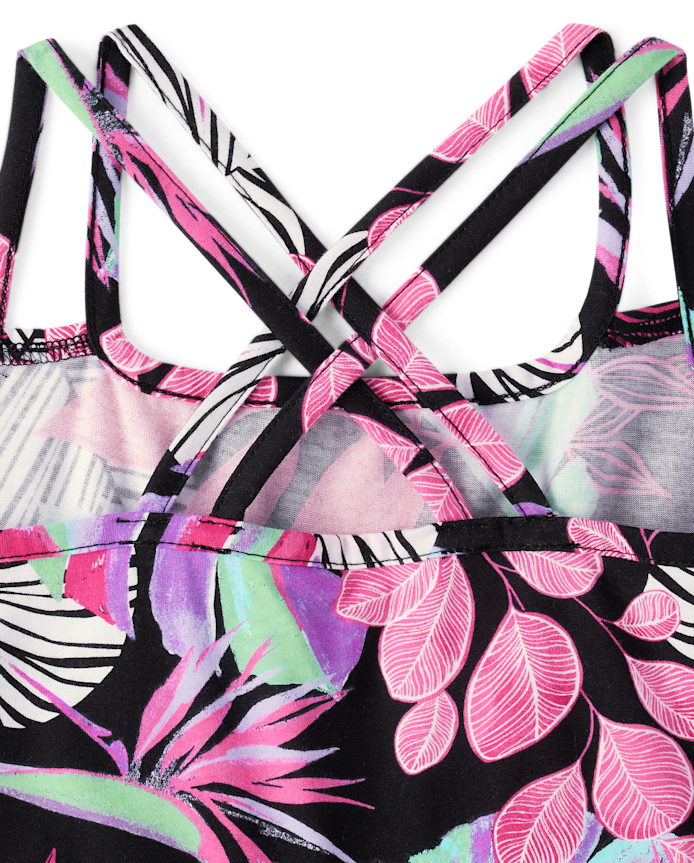 Girls Print Cross Back Dress