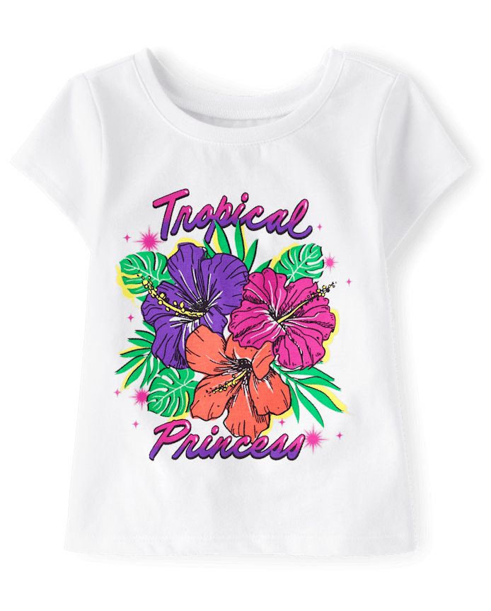 Baby And Toddler Girls Tropical Princess Graphic Tee