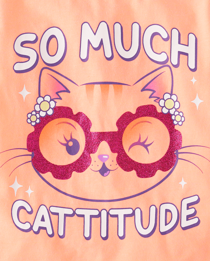 Baby And Toddler Girls Cat Graphic Tee