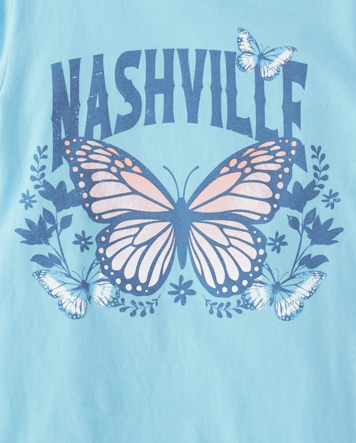 Girls Nashville Butterfly Graphic Tee