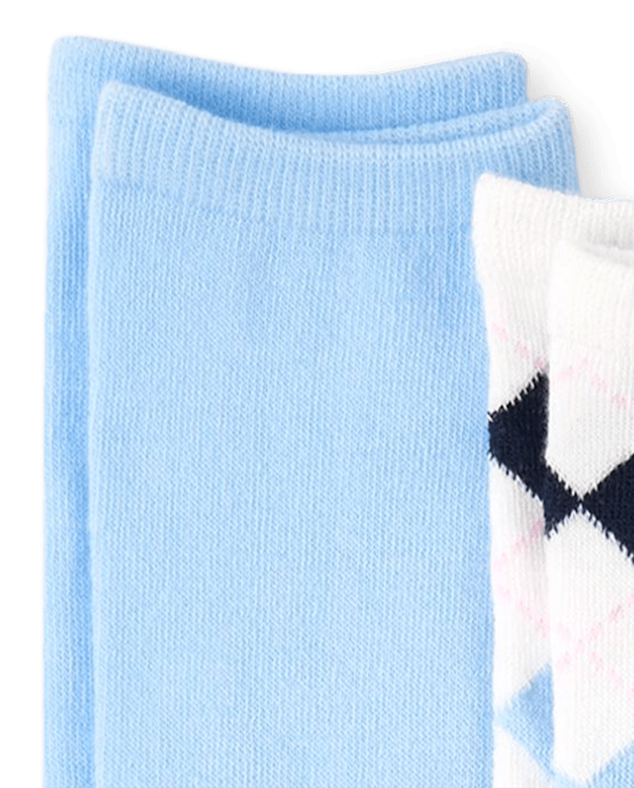 Girls Argyle Knee Socks 2-Pack