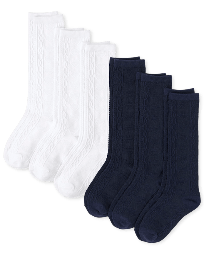 Girls Heart Pointelle Knee Socks -Pack