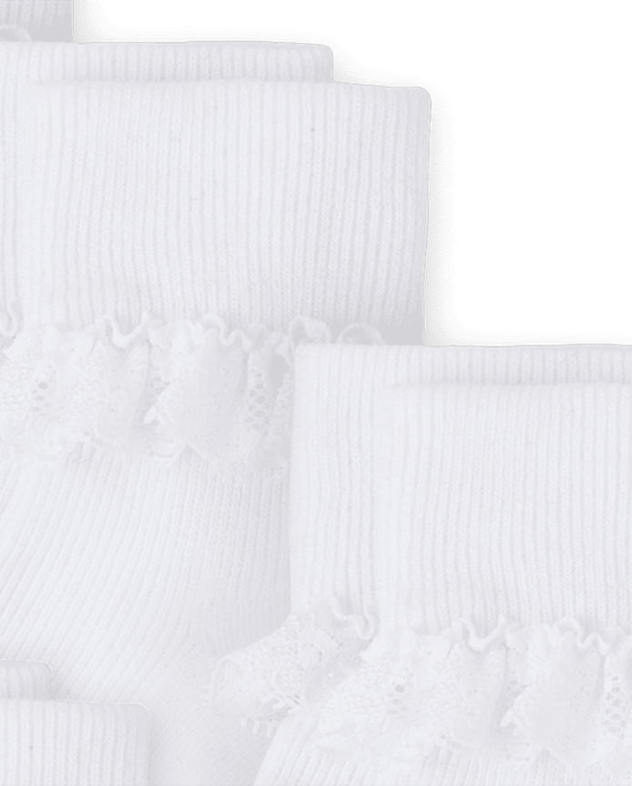 Girls Lace Turn Cuff Socks 6-Pack