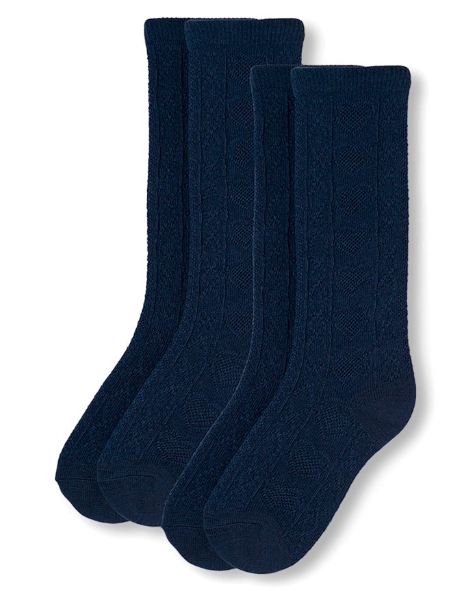 Lot de 2 paires chaussettes mi-mollet en pointelle pour fille