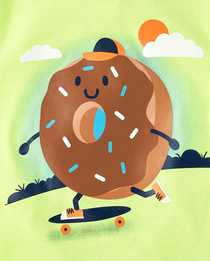 Baby And Toddler Boys Doughnut Skateboard Graphic Tee