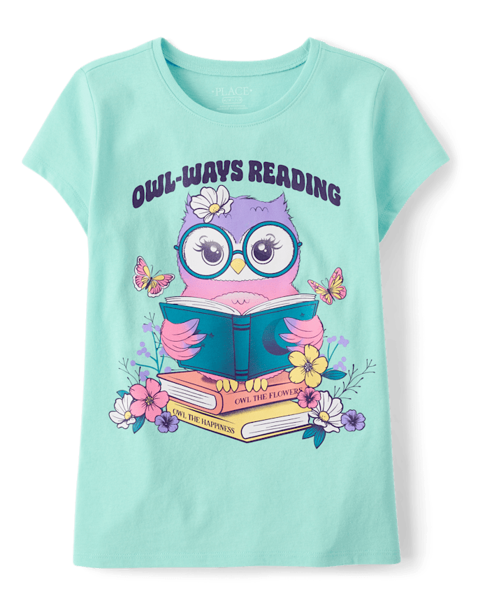Girls Owl Reading Graphic Tee