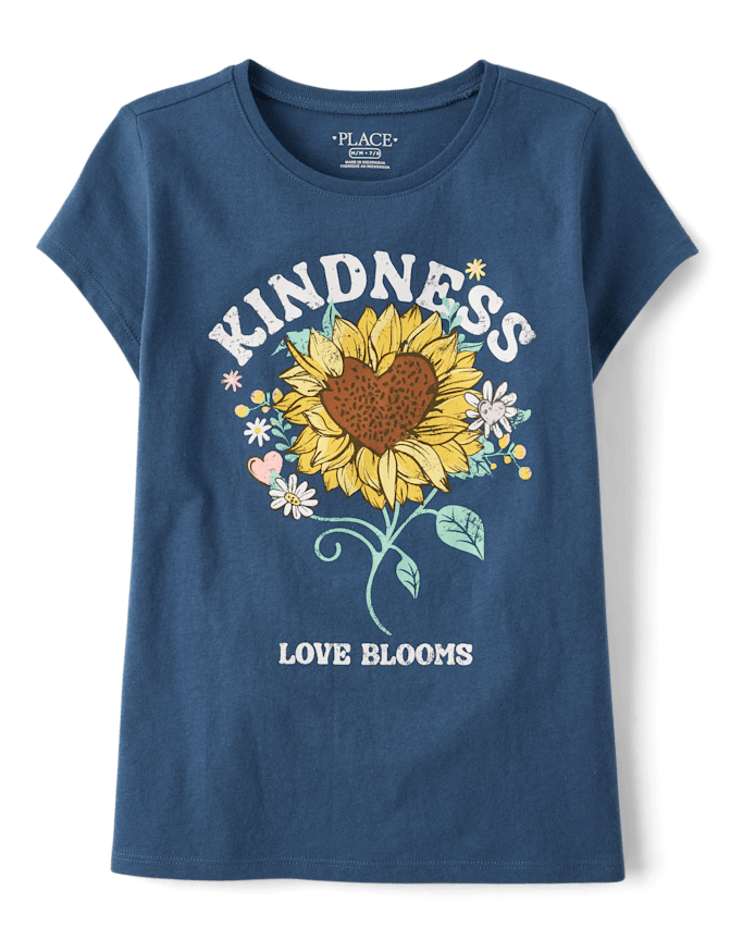 Girls Kindness Sunflower Graphic Tee