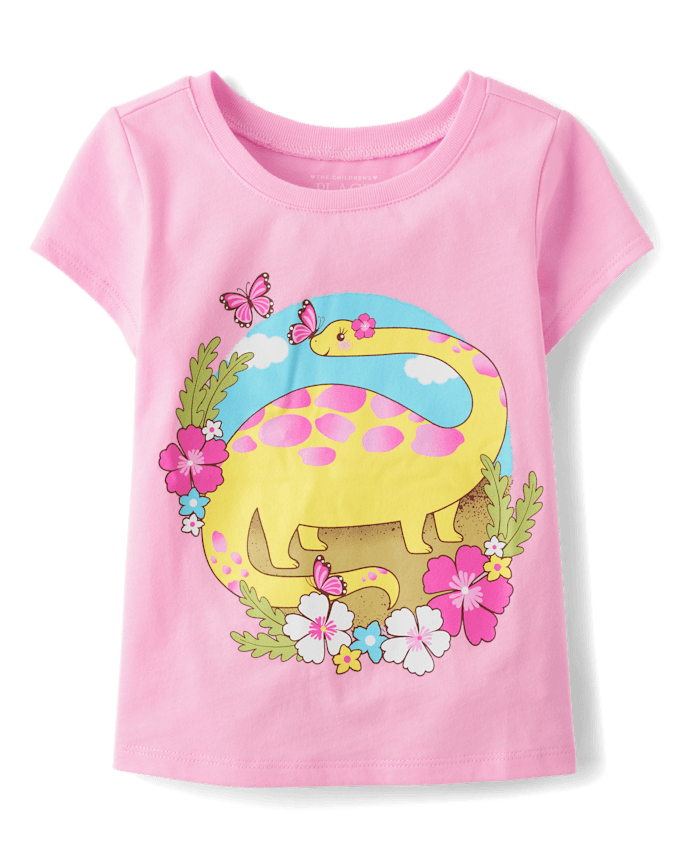 Baby And Toddler Girls Dino Graphic Tee