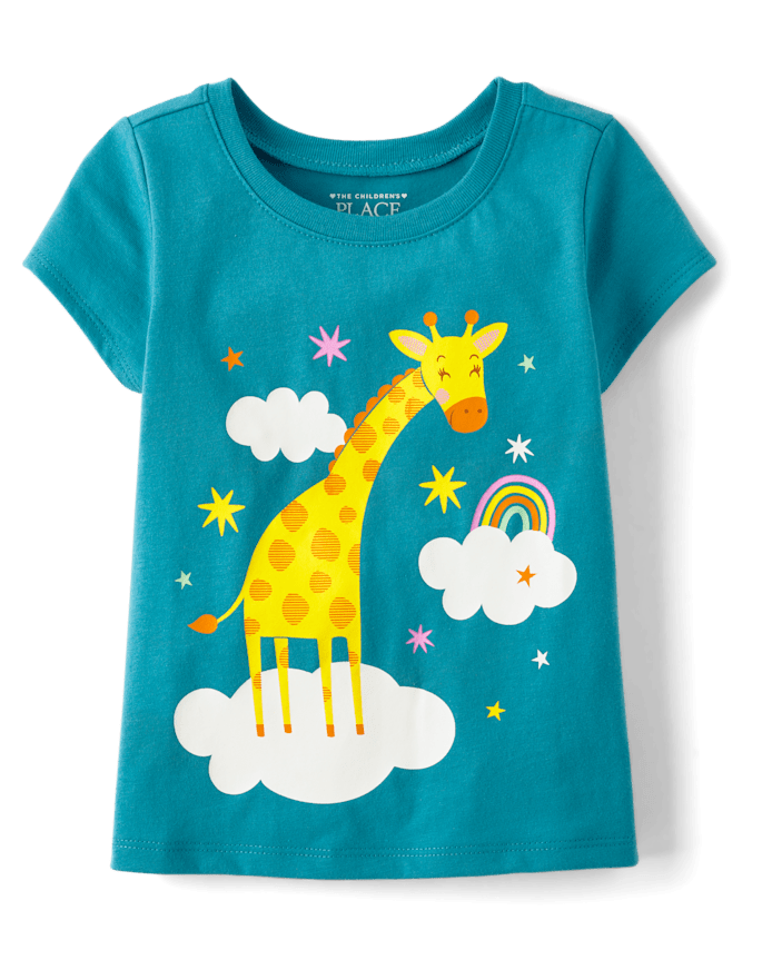 T-shirt graphique girafe pour bébé et petite fille