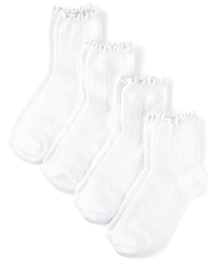 Girls Pointelle Ruffle Midi Socks 4-Pack
