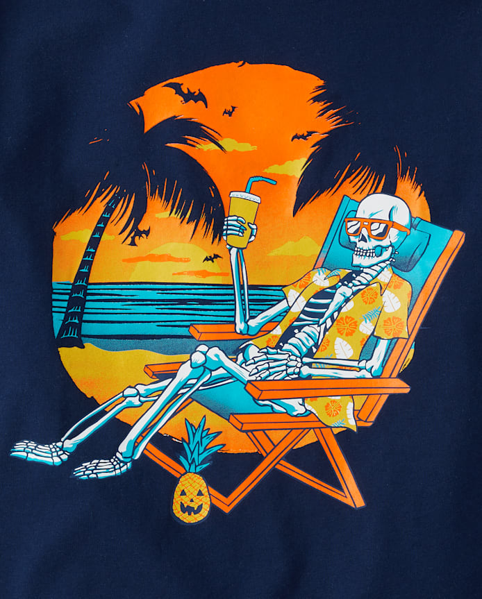 Boys Summerween Skeleton Beach Graphic Tee