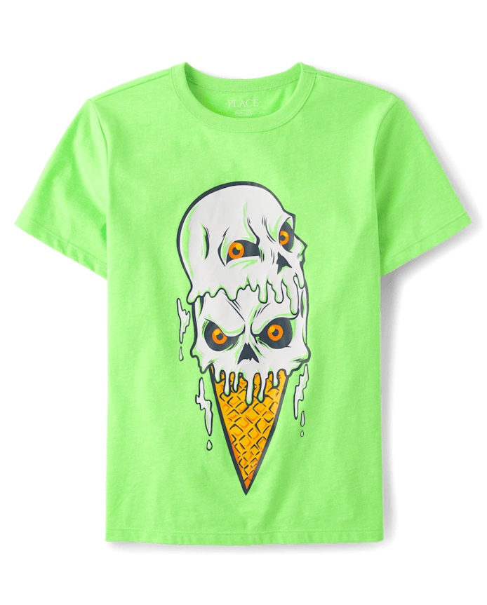 Boys Summerween Skeleton Ice Cream Cone Graphic Tee