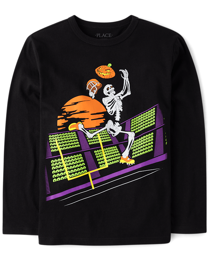 Boys Skeleton Football Player Graphic Tee