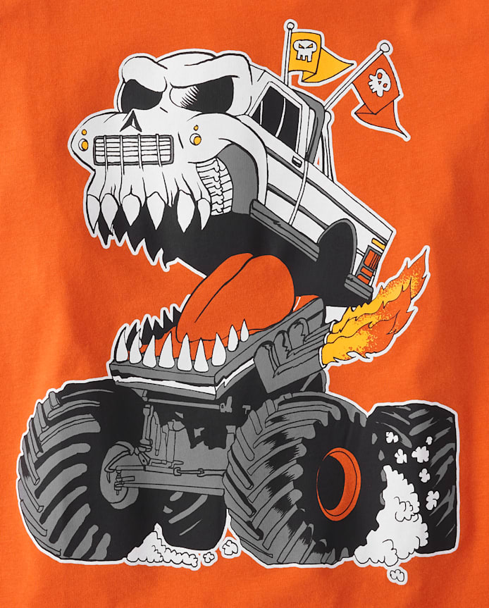 T-shirt graphique Monster Truck d'Halloween pour garçon